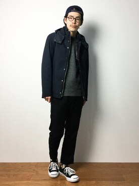 「MK MICHEL KLEIN HOMME （エムケーミッシェルクランオム）のアイテム（ブルゾン）」を使った、ナカニシアキラさん（メンズ・172cm）の冬コーディネート