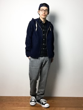 「STUSSY（ステューシー）のアイテム（ブルゾン）」を使った、ナカニシアキラさん（メンズ・172cm）の冬コーディネート