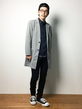 「AZUL by moussy（アズールバイマウジー）のアイテム（キャップ）」を使った、ナカニシアキラさん（メンズ・172cm）の冬コーディネート
