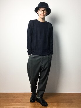 「NANO universe（ナノユニバース）のアイテム（その他シューズ）」を使った、ナカニシアキラさん（メンズ・172cm）の冬コーディネート