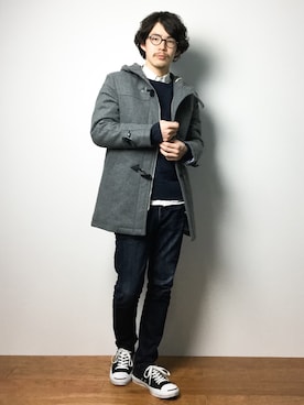 「JACKROSE（ジャックローズ）のアイテム（ダッフルコート）」を使った、ナカニシアキラさん（メンズ・172cm）の冬コーディネート