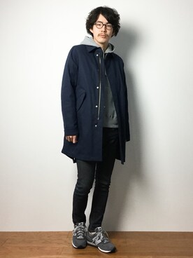 「BRILLA per il gusto（ブリッラペルイルグースト）のアイテム（モッズコート）」を使った、ナカニシアキラさん（メンズ・172cm）の冬コーディネート