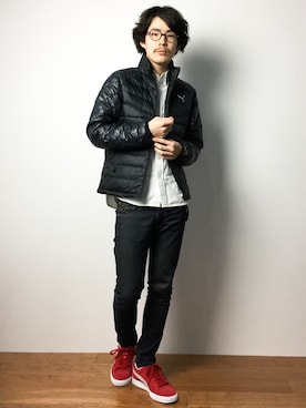 「PUMA（プーマ）のアイテム（ジャケット/アウター）」を使った、ナカニシアキラさん（メンズ・172cm）の冬コーディネート
