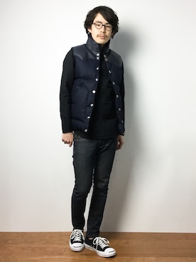 「AKM（エイケイエム）のアイテム（ジャケット/アウター）」を使った、ナカニシアキラさん（メンズ・172cm）の冬コーディネート