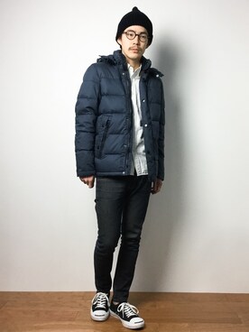 「TOMMY HILFIGER（トミーヒルフィガー）のアイテム（ダウンジャケット/コート）」を使った、ナカニシアキラさん（メンズ・172cm）の冬コーディネート