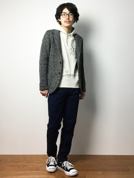「AZUL by moussy（アズールバイマウジー）のアイテム（その他アウター）」を使った、ナカニシアキラさん（メンズ・172cm）の冬コーディネート