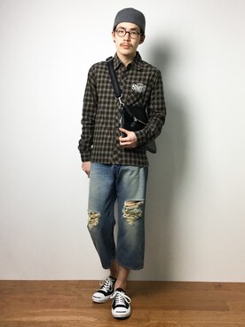 「DISCOVERED（ディスカバード）のアイテム（パンツ）」を使った、ナカニシアキラさん（メンズ・172cm）の冬コーディネート