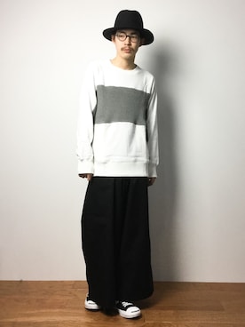 「unrelaxing（アンリラクシング）のアイテム（スラックス）」を使った、ナカニシアキラさん（メンズ・172cm）の冬コーディネート