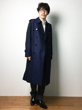 「green label relaxing（グリーンレーベルリラクシング）のアイテム（トレンチコート）」を使った、ナカニシアキラさん（メンズ・172cm）の冬コーディネート