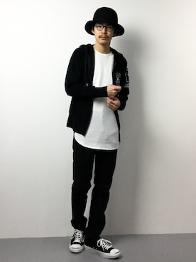 「FRED PERRY（フレッドペリー）のアイテム（帽子）」を使った、ナカニシアキラさん（メンズ・172cm）の冬コーディネート