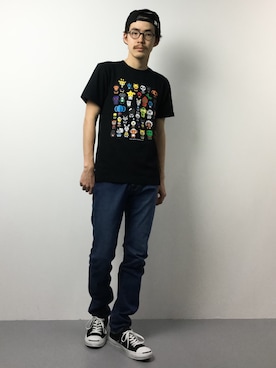 「AAPE BY A BATHING APE（エーエイプバイアベイシングエイプ）のアイテム（帽子）」を使った、ナカニシアキラさん（メンズ・172cm）の冬コーディネート
