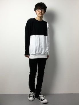 「CASPER JOHN AIVER（キャスパージョンアイバー）のアイテム（スウェット）」を使った、ナカニシアキラさん（メンズ・172cm）の冬コーディネート