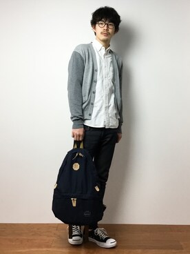 「AIGLE（エーグル）のアイテム（バッグ）」を使った、ナカニシアキラさん（メンズ・172cm）の冬コーディネート