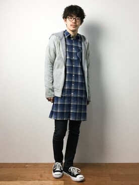 「SABLE CLUTCH（セーブルクラッチ）のアイテム」を使った、ナカニシアキラさん（メンズ・172cm）の冬コーディネート