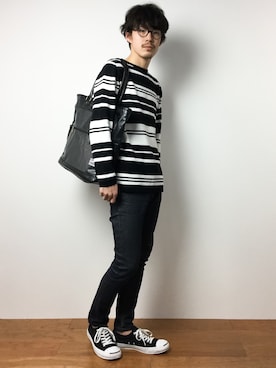 「EDWIN（エドウィン）のアイテム（バッグ）」を使った、ナカニシアキラさん（メンズ・172cm）の冬コーディネート