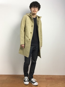 「SHIPS（シップス）のアイテム（モッズコート）」を使った、ナカニシアキラさん（メンズ・172cm）の冬コーディネート