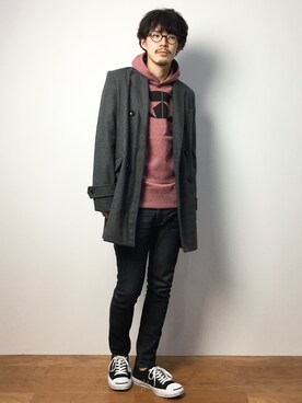 「ADPOSION（アドポーション）のアイテム（トップス）」を使った、ナカニシアキラさん（メンズ・172cm）の冬コーディネート