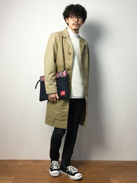 「green label relaxing（グリーンレーベルリラクシング）のアイテム（チェスターコート）」を使った、ナカニシアキラさん（メンズ・172cm）の冬コーディネート