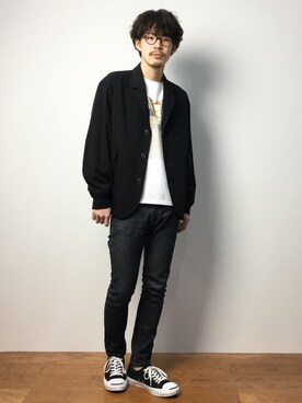 「FRAPBOIS（フラボア）のアイテム（ジャケット/アウター）」を使った、ナカニシアキラさん（メンズ・172cm）の冬コーディネート