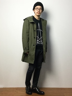 「URBAN RESEARCH（アーバンリサーチ）のアイテム（ミリタリージャケット）」を使った、ナカニシアキラさん（メンズ・172cm）の冬コーディネート