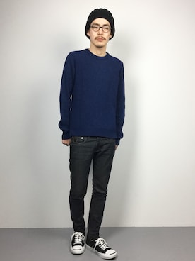 「L.H.P（エルエイチピー）のアイテム（ニット/セーター）」を使った、ナカニシアキラさん（メンズ・172cm）の春コーディネート