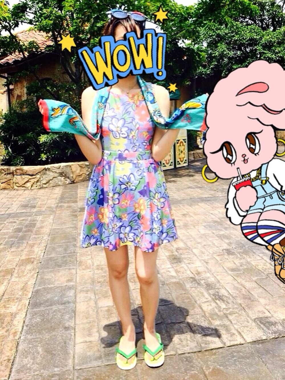 ブルー系のワンピース/ドレス、その他のその他を着用したレディースの夏コーディネートの1枚目の写真