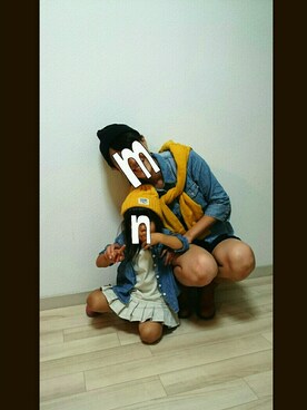 「ダンガリーシャツ」｜「アイテム（ワンピース/ドレス）」を使った、MaNaMiさん（キッズ・90cm）の秋コーディネート