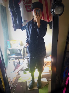 「ISSEY MIYAKE（イッセイミヤケ）のアイテム（ノーカラージャケット）」を使った、りょまさん（メンズ・175cm）の秋コーディネート