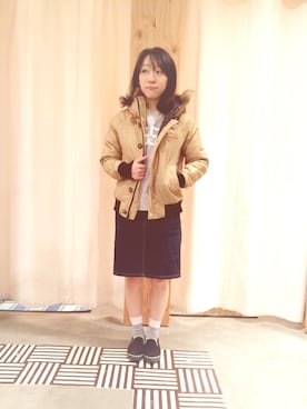 「スウェットトップス」｜「アイテム（ブルゾン）」を使った、シオリさん（レディース・157cm）の秋コーディネート