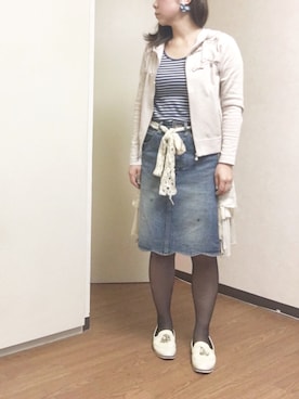 「tocco（トッコ）のアイテム（パーカー）」を使った、m!u.さん（レディース・153cm）の春コーディネート