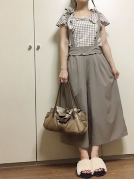 「axes femme（アクシーズファム）のアイテム（オールインワン・サロペット）」を使った、m!u.さん（レディース・153cm）の夏コーディネート