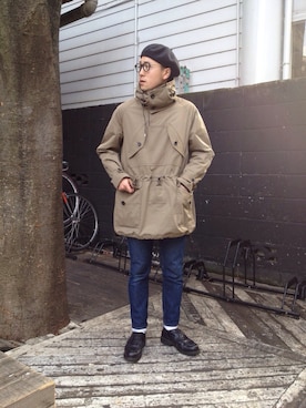 「HAVERSACK（ハバーザック）のアイテム（ミリタリージャケット）」を使った、Yudaiさん（メンズ・168cm）の冬コーディネート