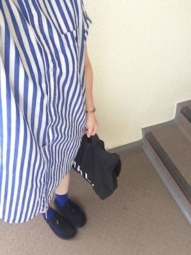 「アウトドアミックス」｜「アイテム（シャツワンピース）」を使った、800さん（レディース・158cm）の夏コーディネート