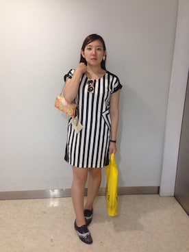 「ストライプ」｜「アイテム（ファンデーション）」を使った、みひろさん（レディース・159cm）の夏コーディネート