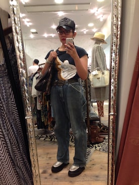 「VANSON（ヴァンソン）のアイテム（帽子）」を使った、みひろさん（レディース・159cm）の夏コーディネート