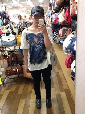 「VANSON（ヴァンソン）のアイテム（帽子）」を使った、みひろさん（レディース・159cm）の夏コーディネート