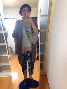 「アイテム（その他トップス、ブラウン系）」を使った、みひろさん（レディース・159cm）の夏コーディネート