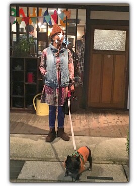 「MANASTASH（マナスタッシュ）のアイテム（帽子）」を使った、chanobuさん（レディース・156cm）の秋コーディネート