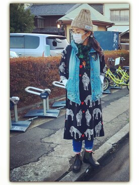 「MANASTASH（マナスタッシュ）のアイテム（帽子）」を使った、chanobuさん（レディース・156cm）の秋コーディネート