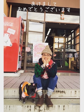 「MANASTASH（マナスタッシュ）のアイテム（帽子）」を使った、chanobuさん（レディース・156cm）の冬コーディネート