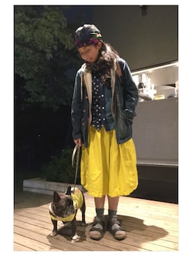「45R」｜「アイテム（カバーオール）」を使った、chanobuさん（レディース・156cm）の春コーディネート