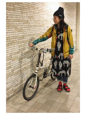 「MANASTASH（マナスタッシュ）のアイテム（ナイロンジャケット）」を使った、chanobuさん（レディース・156cm）の春コーディネート