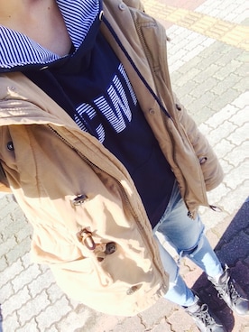 「MOUSSY（マウジー）のアイテム（モッズコート）」を使った、s.sさん（レディース・168cm）の冬コーディネート