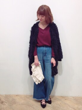 「NICE CLAUP（ナイスクラップ）のアイテム（その他アウター）」を使った、𝑚 𝑖 𝑠 𝑎 𝑡 𝑜さん（レディース・161cm）の秋コーディネート