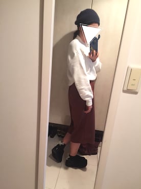 「OSMOSIS（オズモーシス）のアイテム（ハンチング/ベレー帽）」を使った、コトさんさん（レディース・157cm）の秋コーディネート