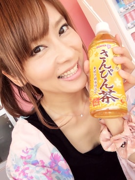 「American Eagle（アメリカンイーグル）のアメリカンイーグルのアロハ風シャツ。

ドルマン袖なのが気に入ってます。（シャツ/ブラウス、ピンク系）」を使った、みっちぃさん（レディース・162cm）の夏コーディネート