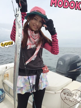 「みっちぃTシャツ  お墨付き（Tシャツ/カットソー、ブラック系）」を使った、みっちぃさん（レディース・162cm）の夏コーディネート