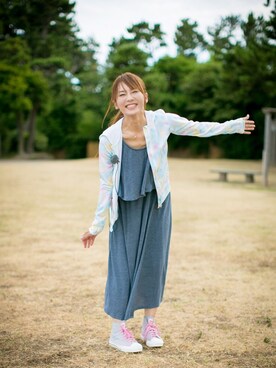 「ブランド無しのアイテム（パーカー、その他）」を使った、みっちぃさん（レディース・162cm）の秋コーディネート