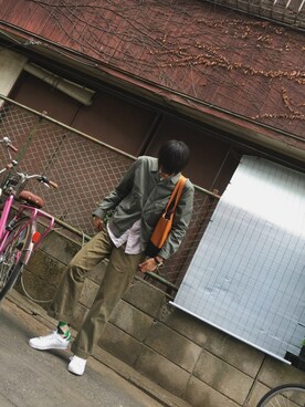 「JUNRED（ジュンレッド）のアイテム（トートバッグ）」を使った、Ringringさん（メンズ・172cm）の春コーディネート