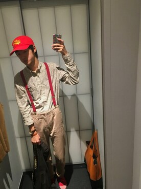 「JUNRED（ジュンレッド）のアイテム（トートバッグ）」を使った、Ringringさん（メンズ・172cm）の秋コーディネート